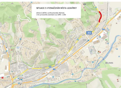 Úplná uzavírka silnice II/303 ul. Broumovská v Náchodě